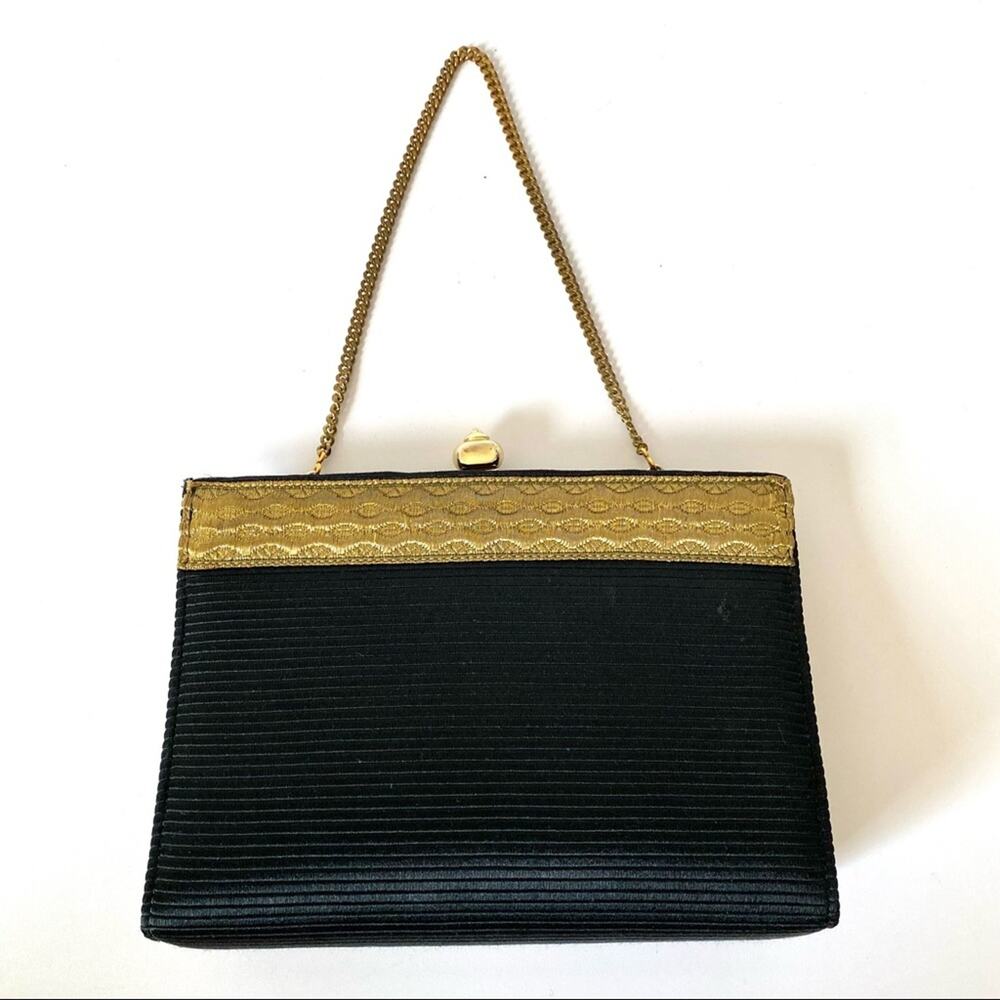Faye Mell Designs Vintage Black Gold Evening Purse